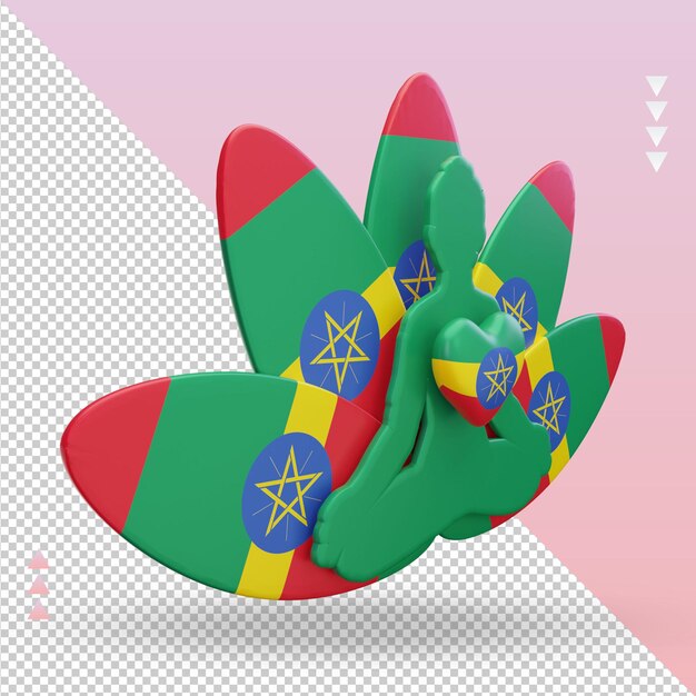 PSD 3d international yoga day ethiopia flag rendering left view