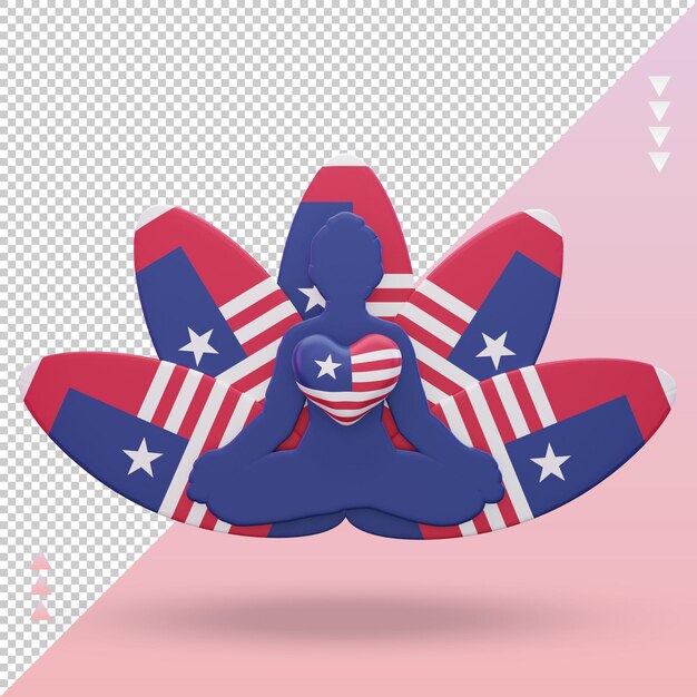 PSD 3d international yoga day liberia flag rendering front view