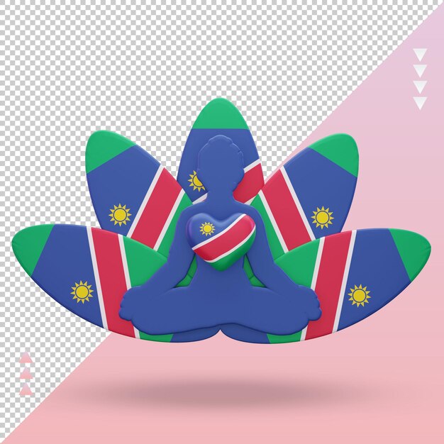 PSD 3d international yoga day namibia flag rendering front view