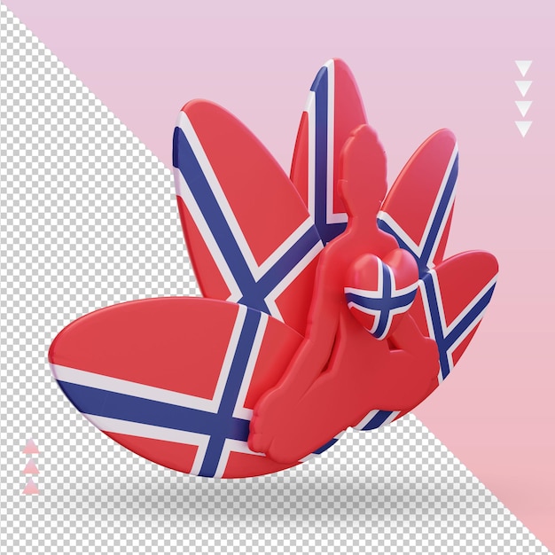 3d 국제 요가의 날 노르웨이 국기 렌더링 왼쪽 보기