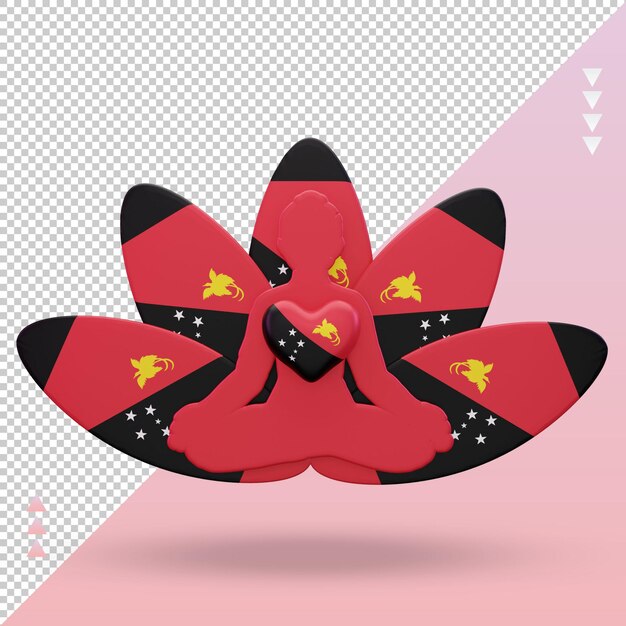 PSD 3d international yoga day papua new guinea flag rendering front view