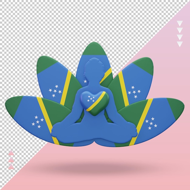 PSD 3d international yoga day solomon islands flag rendering front view