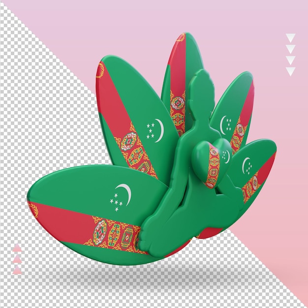 PSD 3d international yoga day turkmenistan flag rendering left view