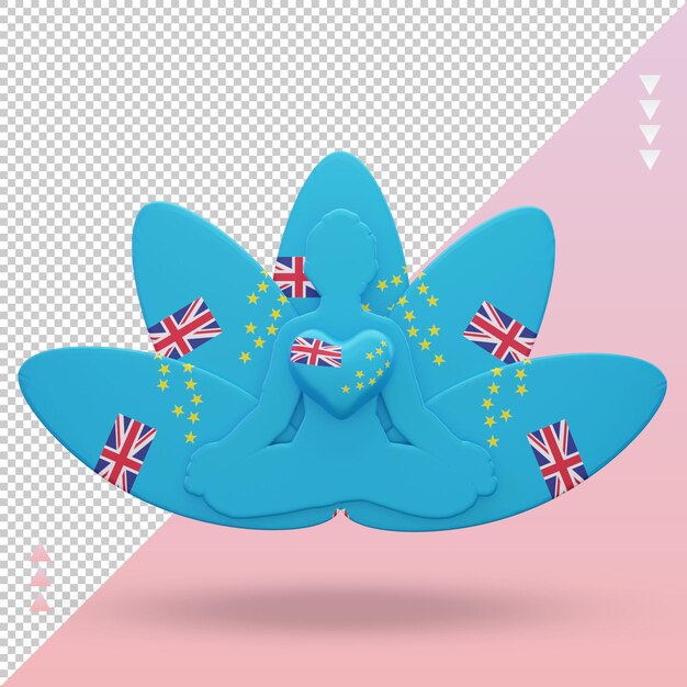 PSD 3d international yoga day tuvalu flag rendering front view