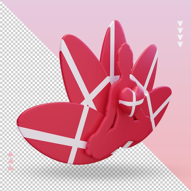 3D Internationale yoga dag Denemarken vlag weergave linker weergave