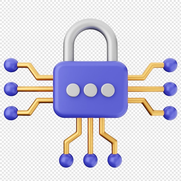 3d internet security protection padlock artificial intelligence