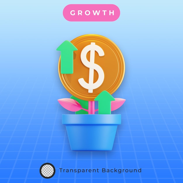 PSD 3d investment growth illustration