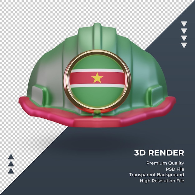 PSD 3d inżynier surinam flaga renderująca widok z przodu