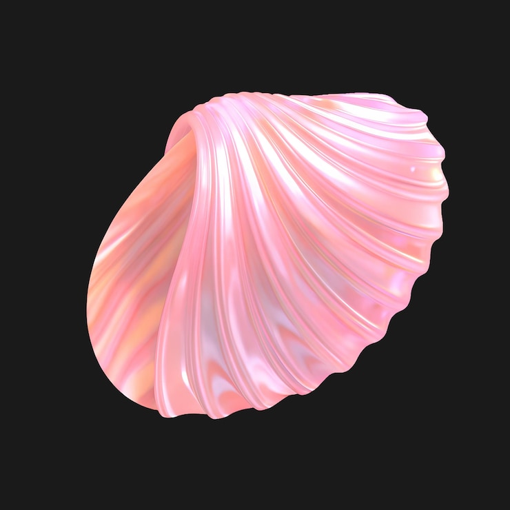 PSD 3d iridescent pink seashell abstract shape