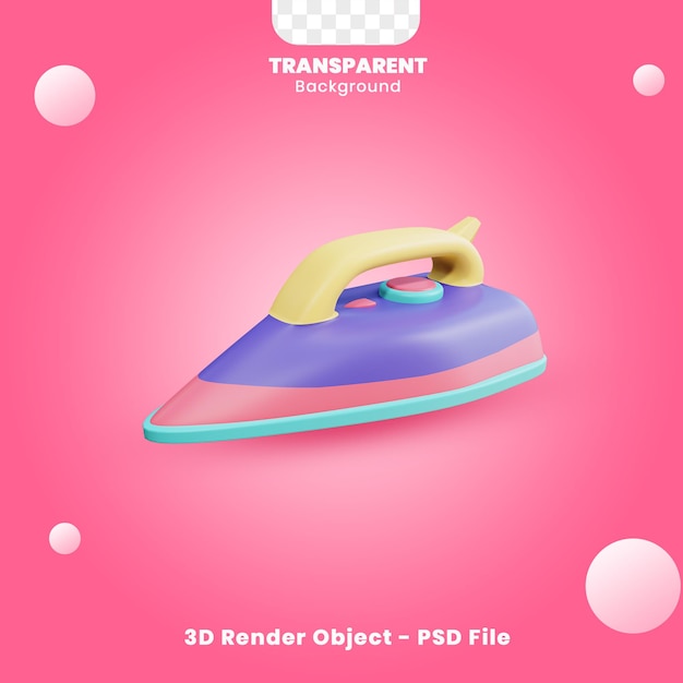 3d iron object with transparent background premium psd