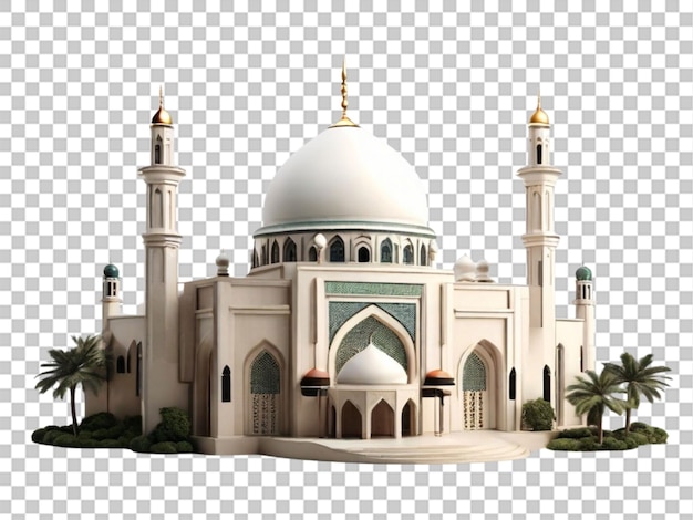 색 바탕에 있는 이슬람 아랍 건물의 3d