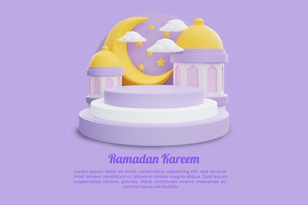 3d islamic banner template greeting ramadan kareem