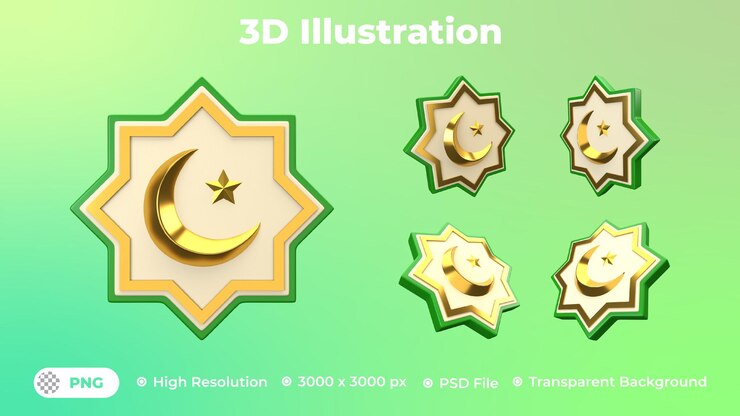 Коллекция иллюстраций 3d исламской иконы