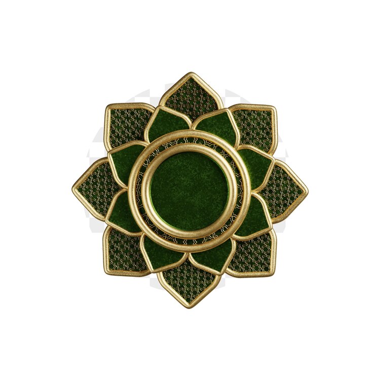 PSD 3d islamic ornate green and gold decorative pattern