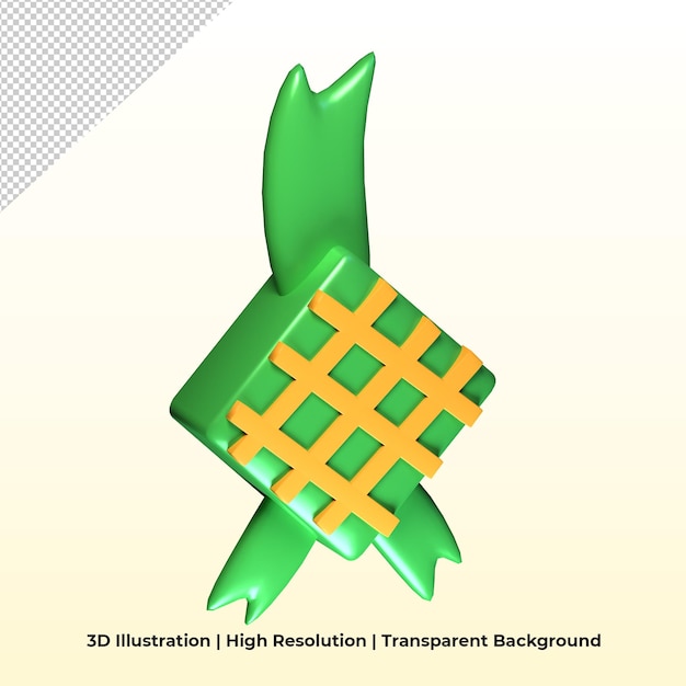 3D-islamitische ketupat-pictogramillustratie