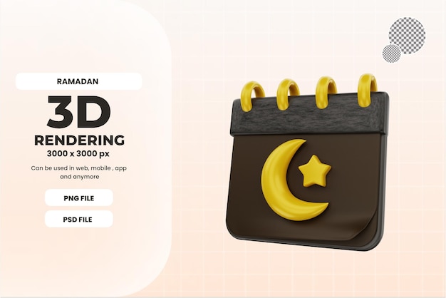 3d islamitische ramadan kalender pictogram illustratie object premium psd