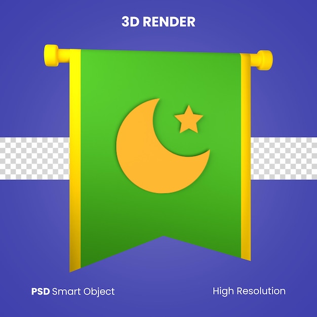 3d islamitische wimpel render geïsoleerd