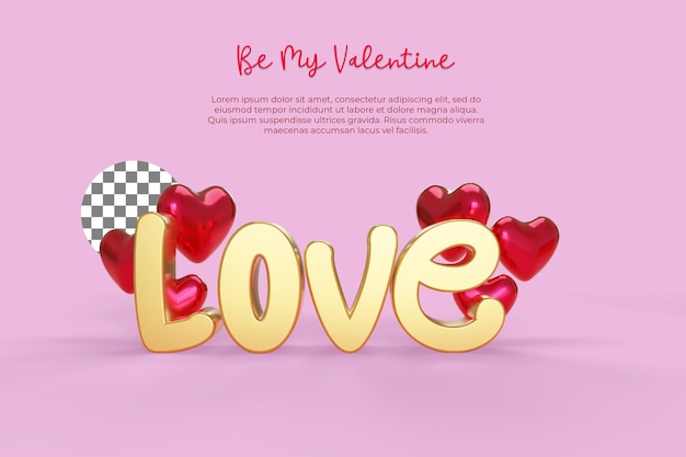 PSD 3d-isolated-design-concept-for-happy-valentines-day