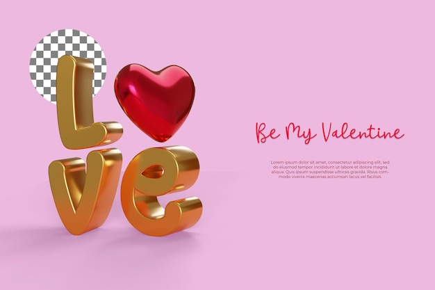 PSD concetto-di-design-3d-isolato-per-happy-san valentino