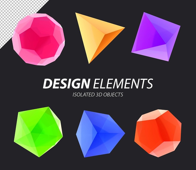 3d isolated geometric decorative design elements and shapes for web graphic design projects
