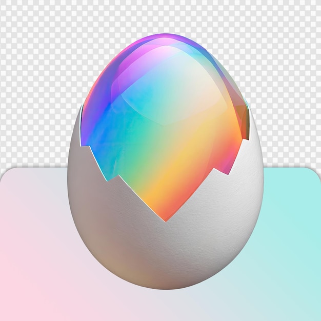 3d isolated of glass iridescent egg