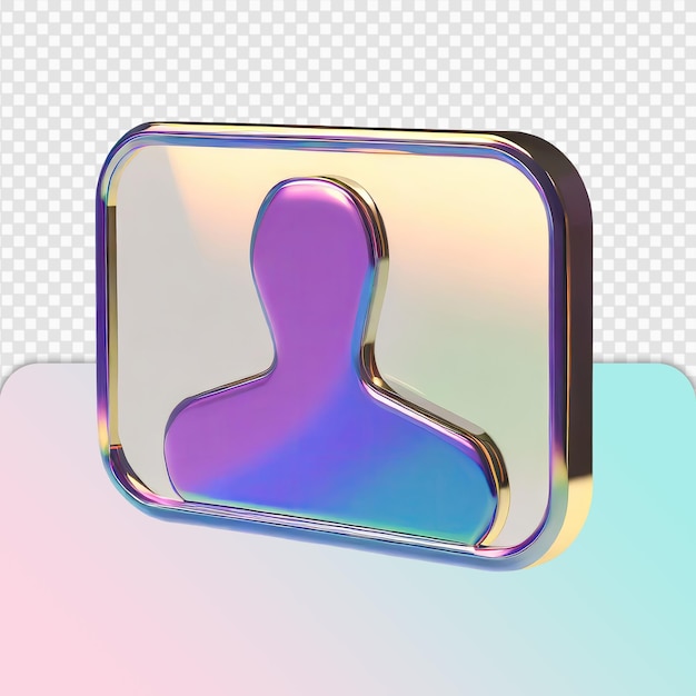 3d isolated of glass iridescent profile icon