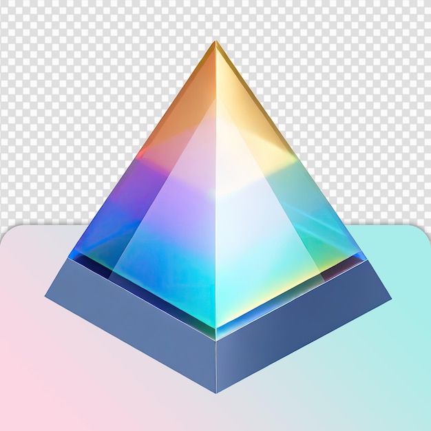 3d isolated of glass iridescent pyramid