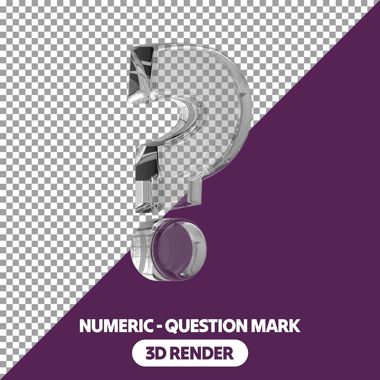 PSD 3d isolated glass style render numeric signs on transparent background psd