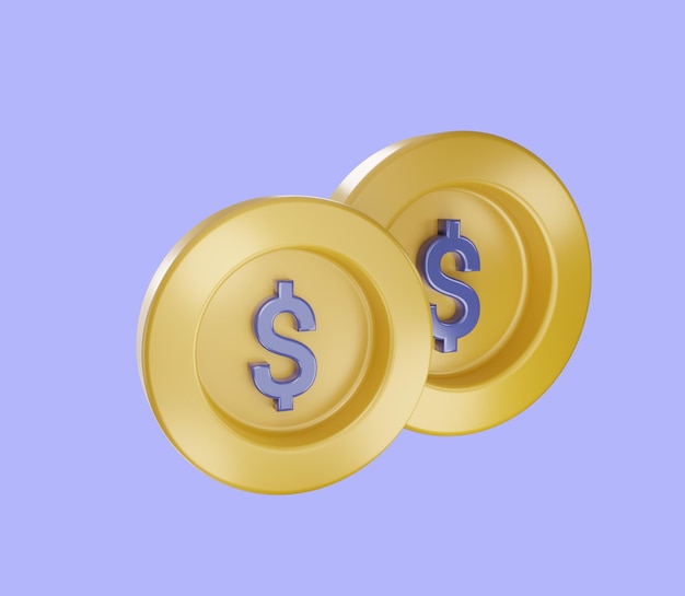 PSD 3d isolated gold money icon illustration