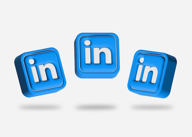 3d isolated linkedin icon asset with variation