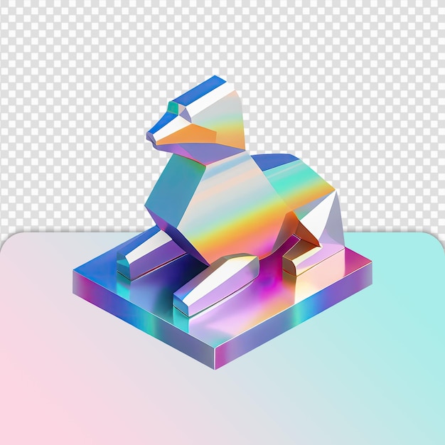 PSD 3d 분리 된 유리 iridescent 이집트 스핑크스 동상