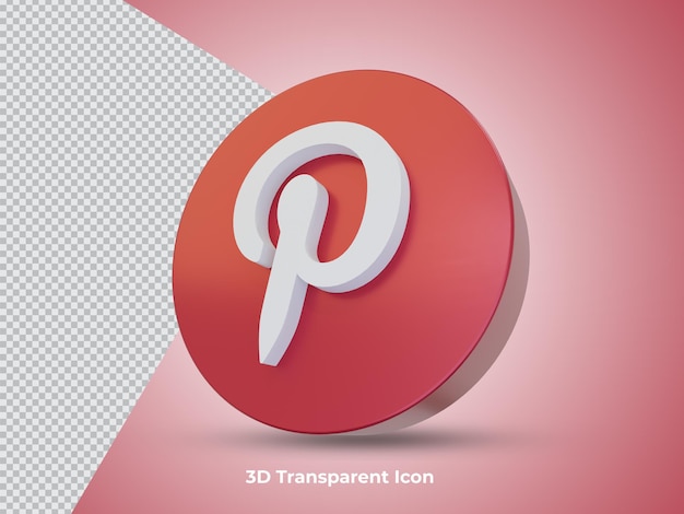 3d isolated Pinterest icon side vie