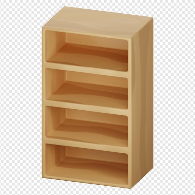 PSD 3d isolated render of bookshelf icon psd