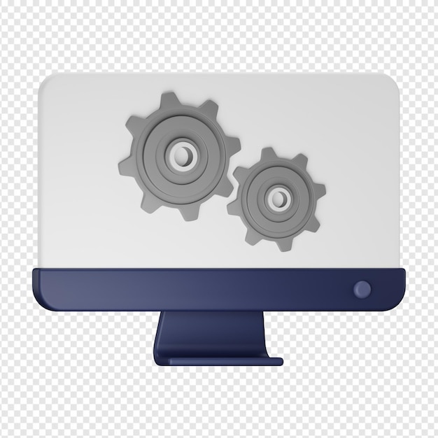 PSD 3d isolated render of computer setting icon psd