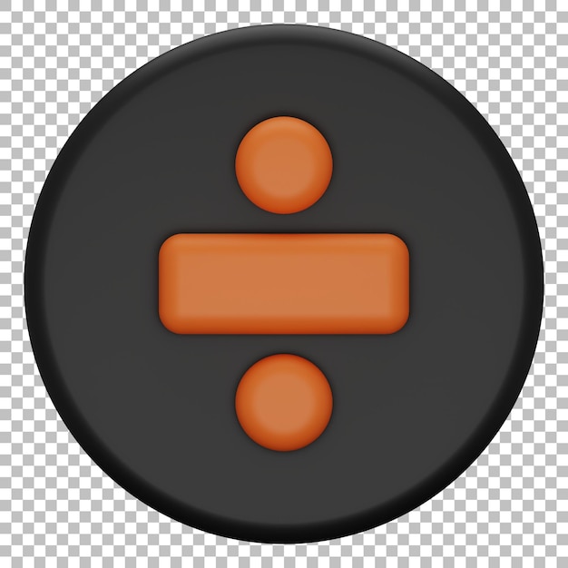 PSD 3d isolated render of divide button icon psd