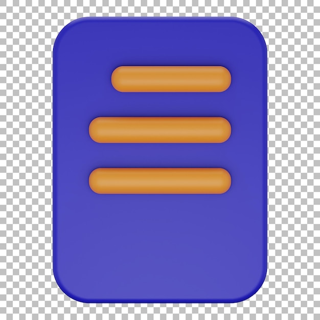 PSD 3d isolated render of document icon psd