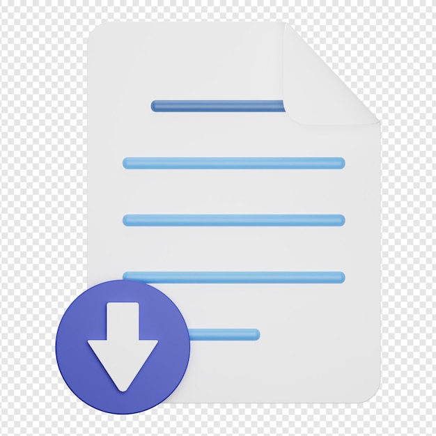 3d isolated render of download document icon