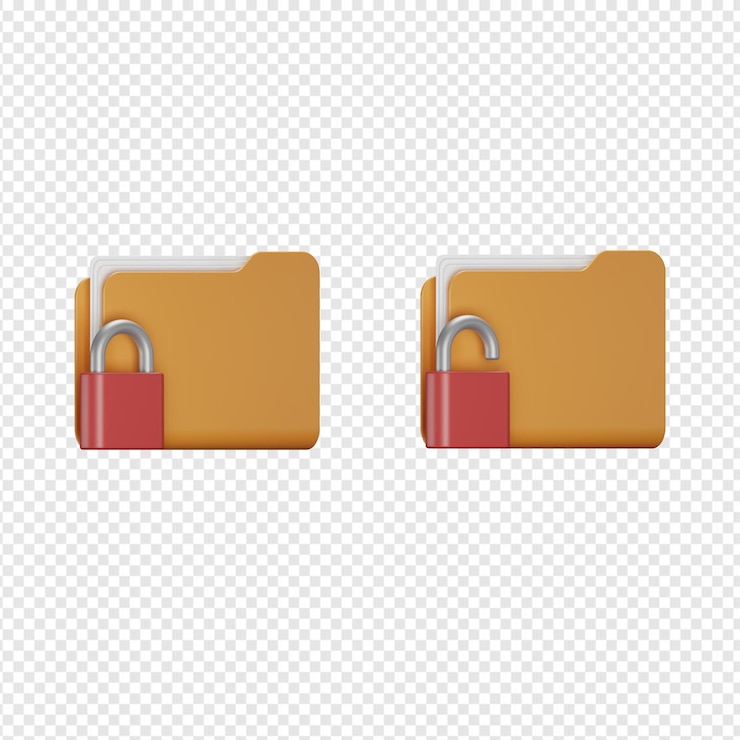PSD 3d isolated render of folder security icon psd