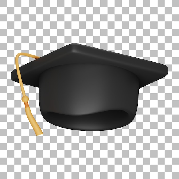 PSD rendering 3d isolato dell'icona del cappello di laurea psd