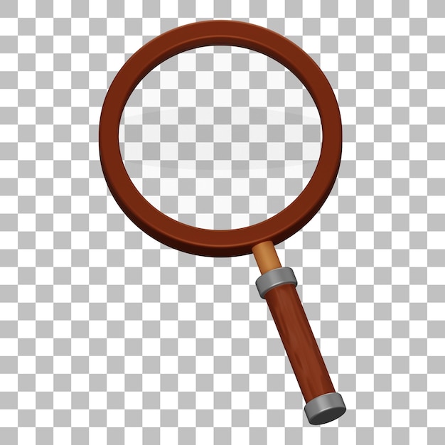 PSD 3d isolated render of magnifying glass icon psd