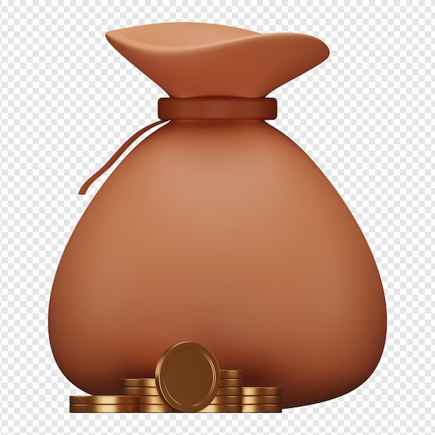 3d isolated render of money bag icon psd