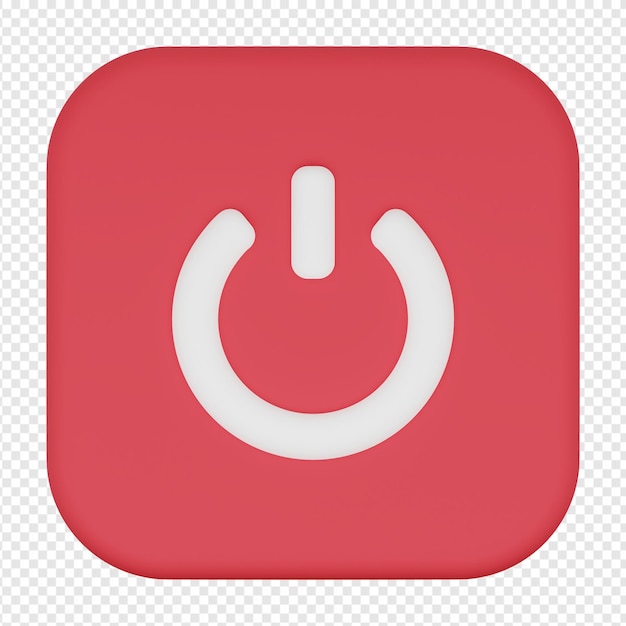 3d isolated render of power button icon psd