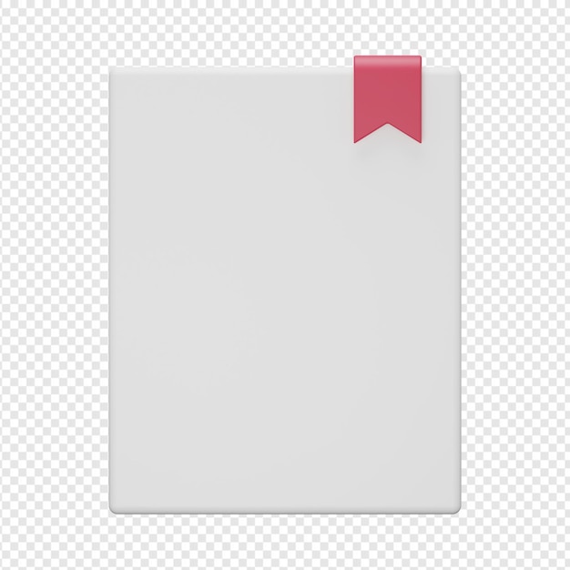 3d isolated render of paper with bookmark icon psd