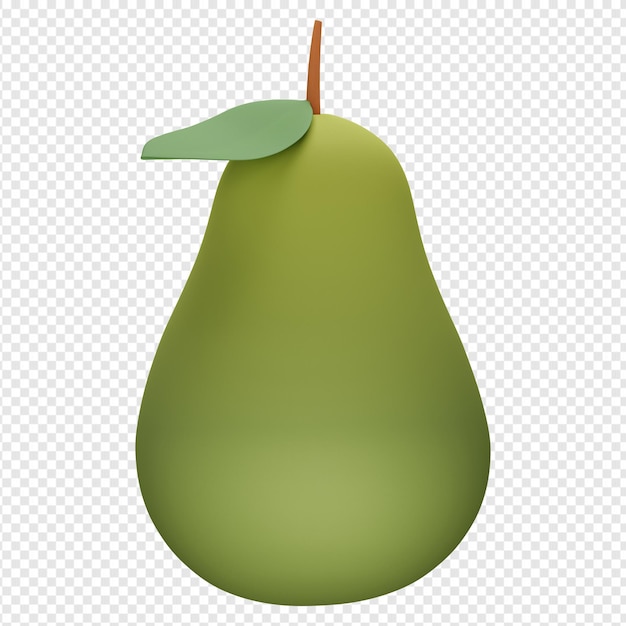 3d isolated render of pear fruit icon psd
