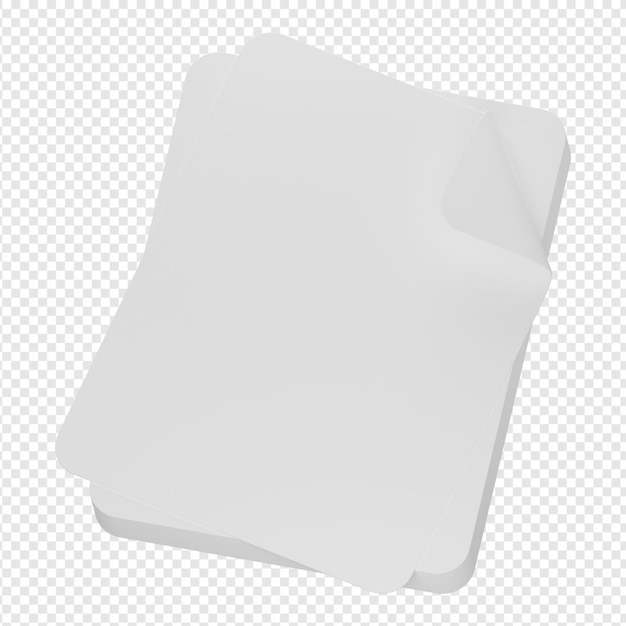 3d isolated render of pile of paper icon psd