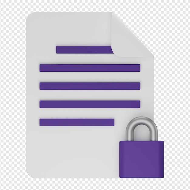 PSD 3d isolated render of secure document icon psd