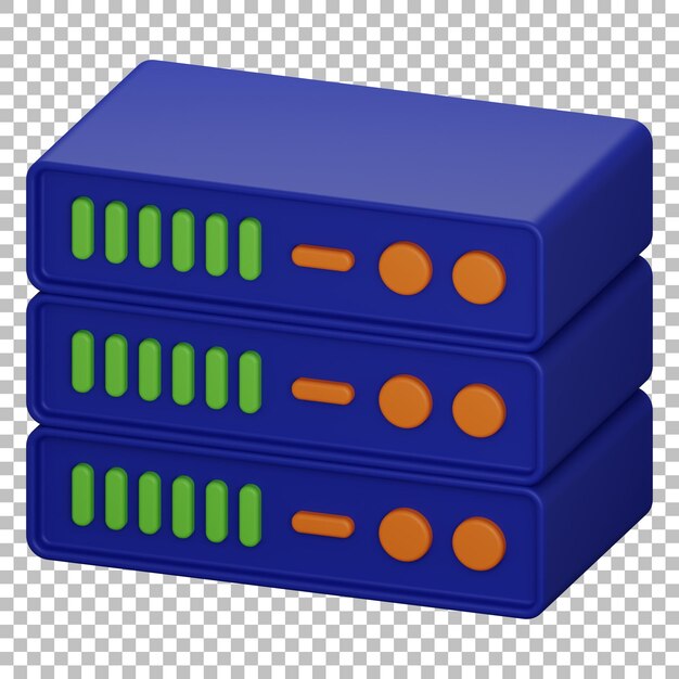 PSD rendering 3d isolato dell'icona del server psd