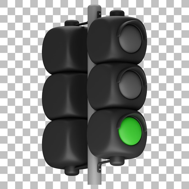 PSD 3d isolated render of traffic light green icon psd