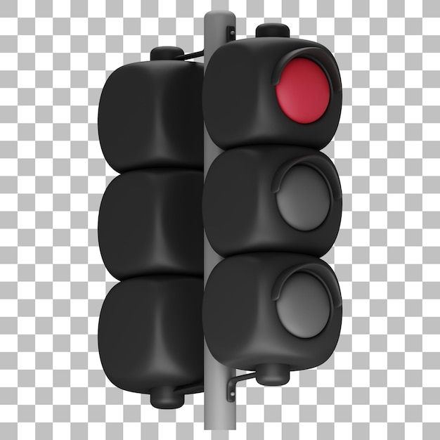 PSD 3d isolated render of traffic light red icon psd