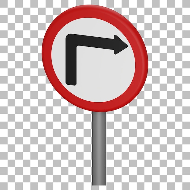 3d isolated render of turn right sign icon psd